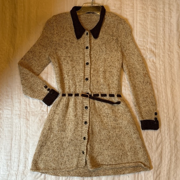 Vintage Italian Wool knit mini dress cardigan - Picture 2 of 5